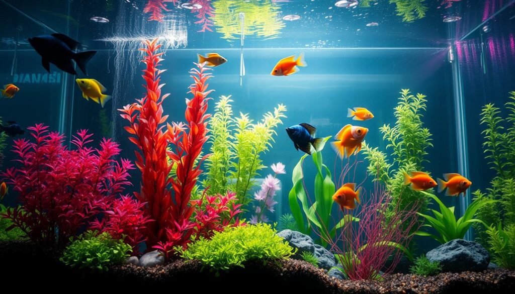 Imagem de um aquário plantado bem iluminado Imagem de um aquário plantado bem iluminado