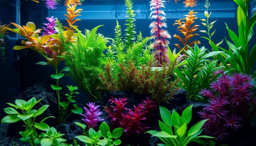 Imagem de um aquário plantado com plantas saudáveis Imagem de um aquário plantado com plantas saudáveis