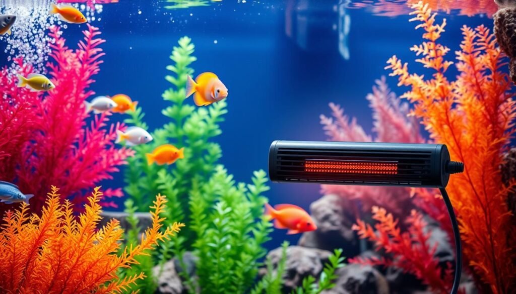 Imagem de um aquecedor de aquário ajustável Imagem de um aquecedor de aquário ajustável