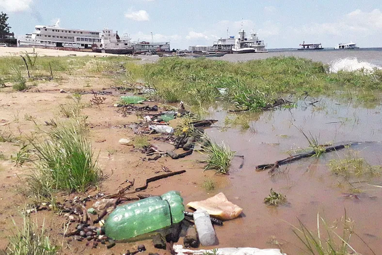 A serene Xochimilco lake, its waters muddied by industrial waste and urban runoff. In the foreground, a lone axolote struggles against the polluted current, its gills laboring to extract oxygen. The middle ground reveals discarded tires, plastic bottles, and other refuse floating on the lake's surface. In the background, towering apartment complexes and factory smokestacks loom, a stark contrast to the once-pristine wetlands. Soft, hazy lighting casts a melancholic tone, as if the very landscape mourns the loss of this delicate ecosystem. A wide-angle lens captures the full breadth of this environmental catastrophe, a somber testament to the threats facing the endangered axolote. Ameaças ao axolote: poluição, espécies invasoras e urbanização