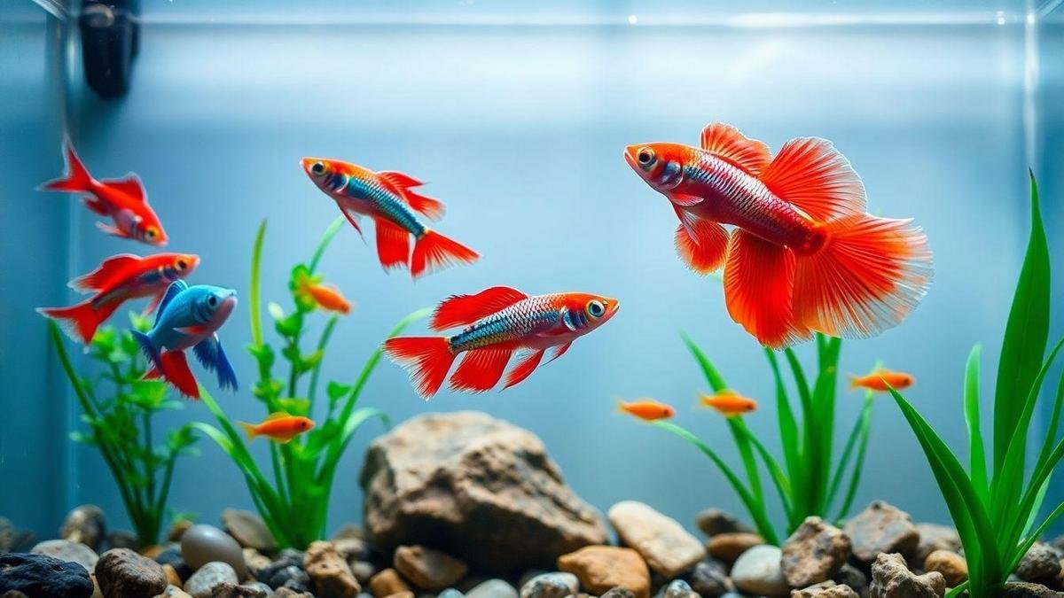 Peixes coloridos para aquário de água doce