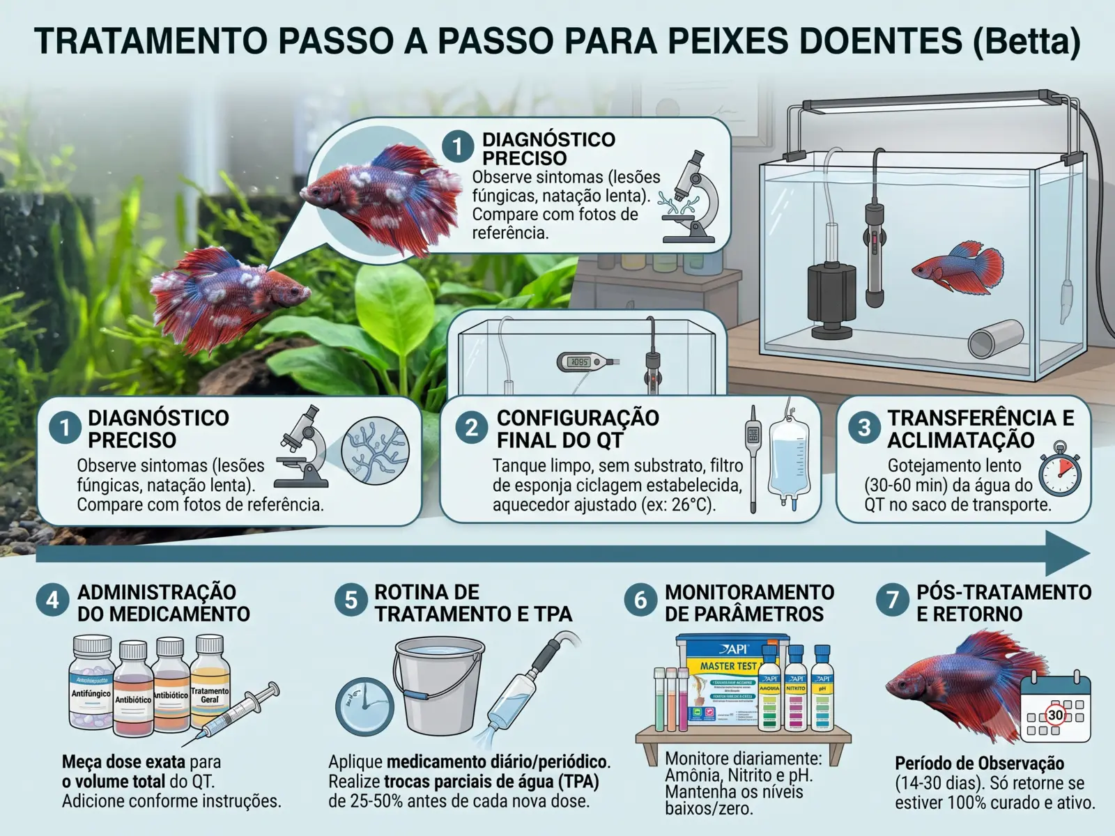 Sintomas da doença do algodão em peixes