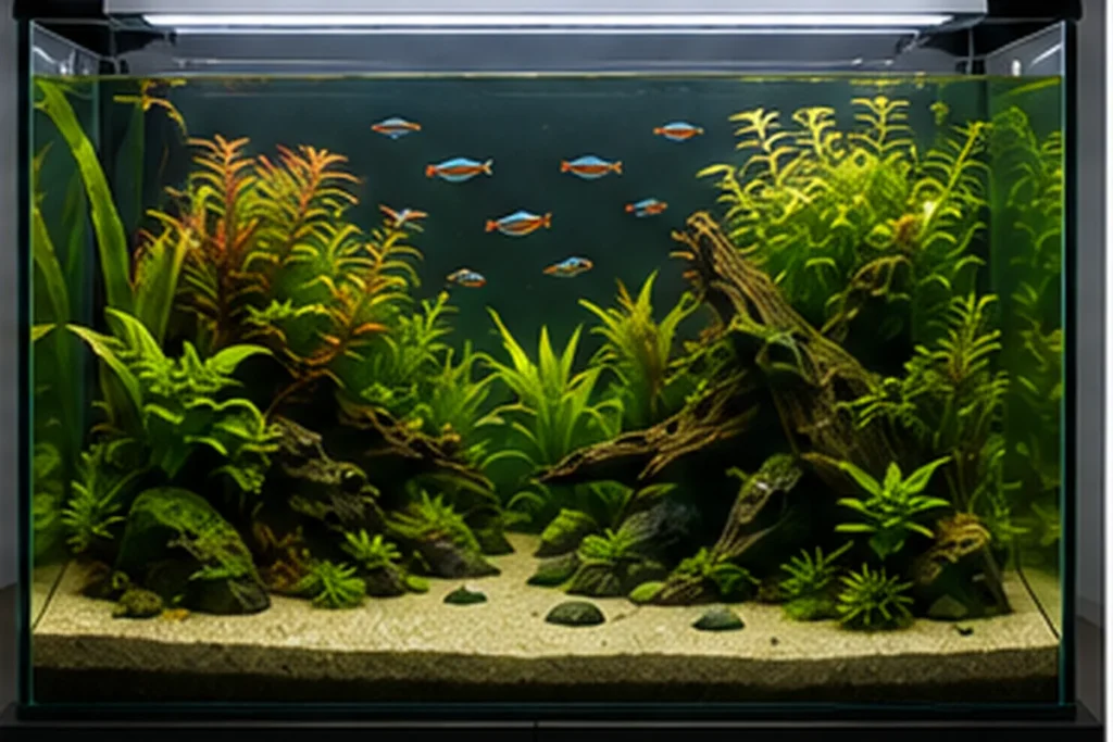aquário plantado com filtro canister externo