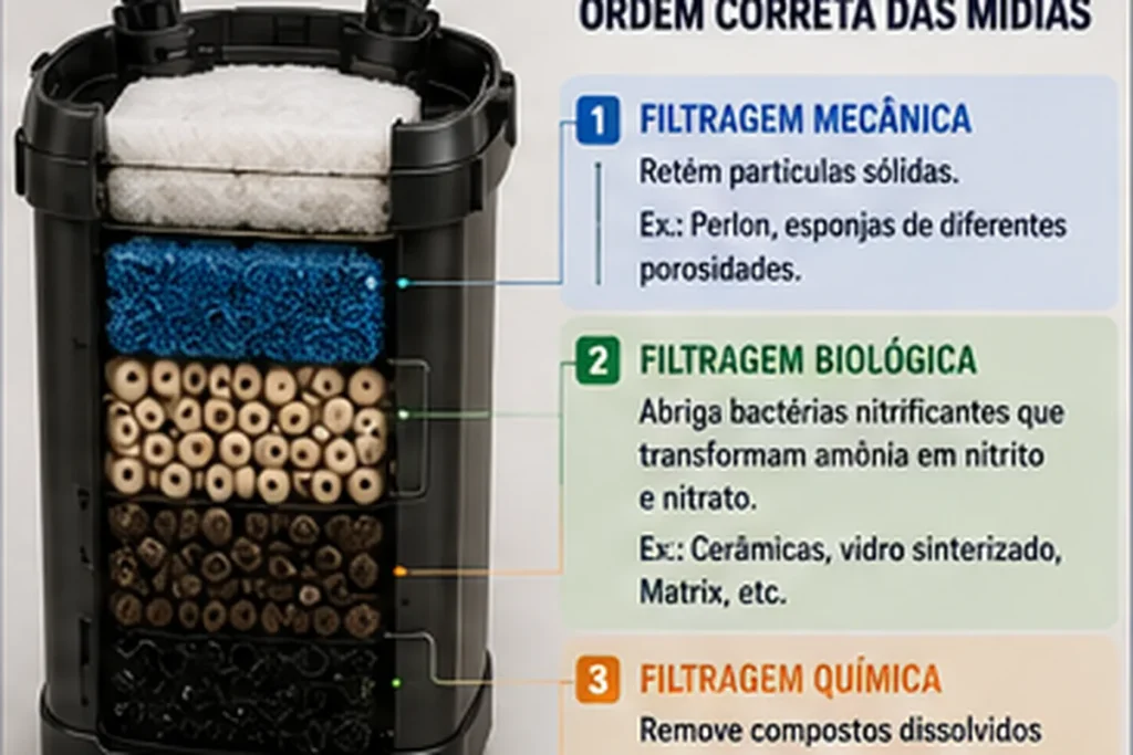 cálculo de vazão do filtro canister para aquário