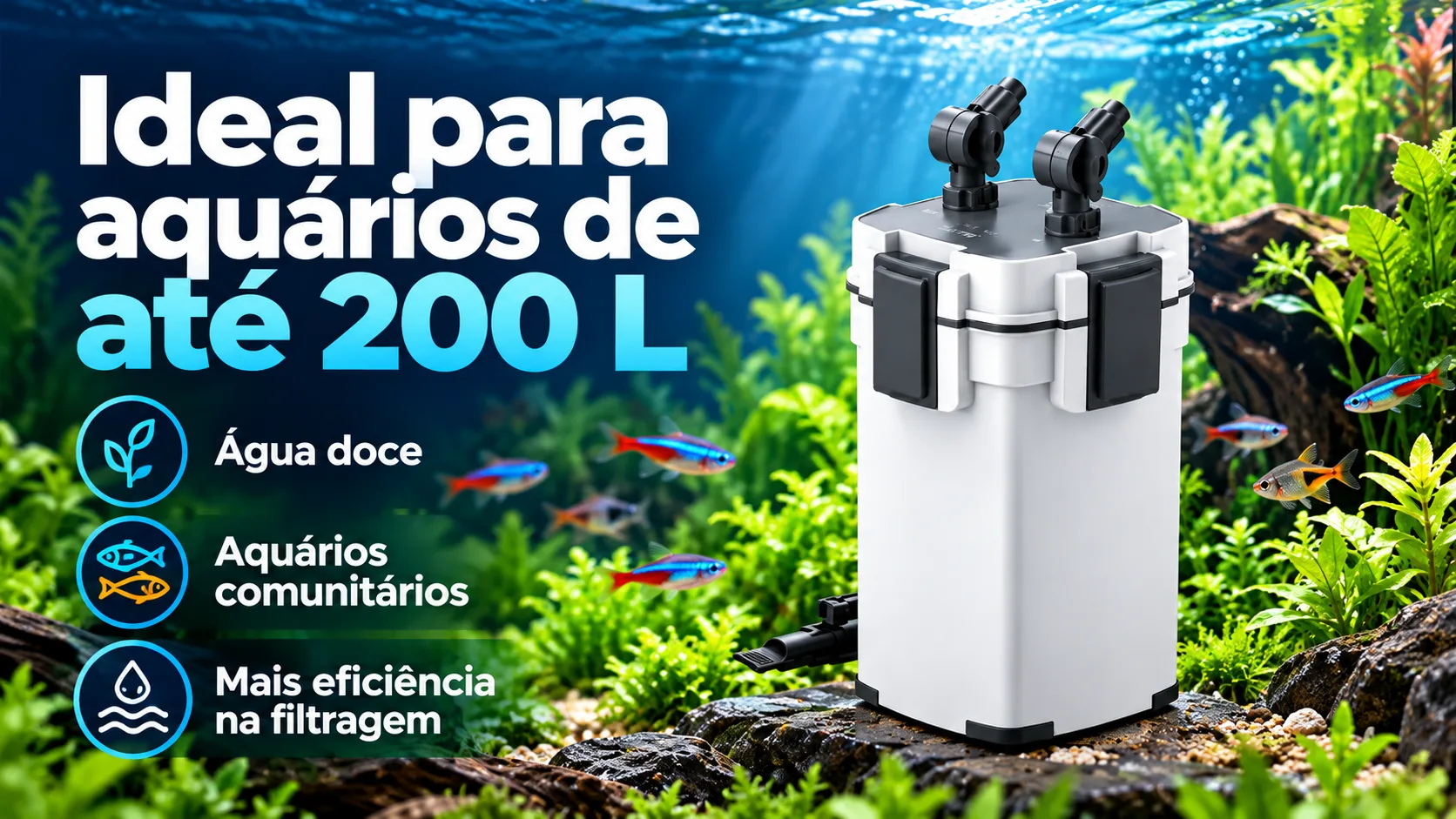 Canister Ocean Tech CT-1000U-5 indicado para aquários de até 200 litros