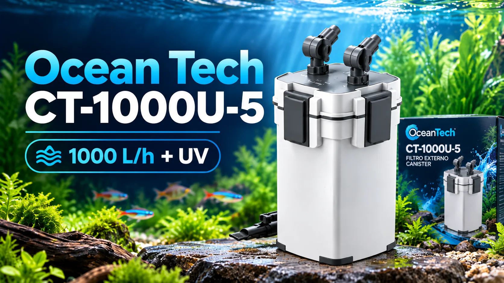 Canister Ocean Tech CT-1000U-5 com vazão de 1000 L/h e UV